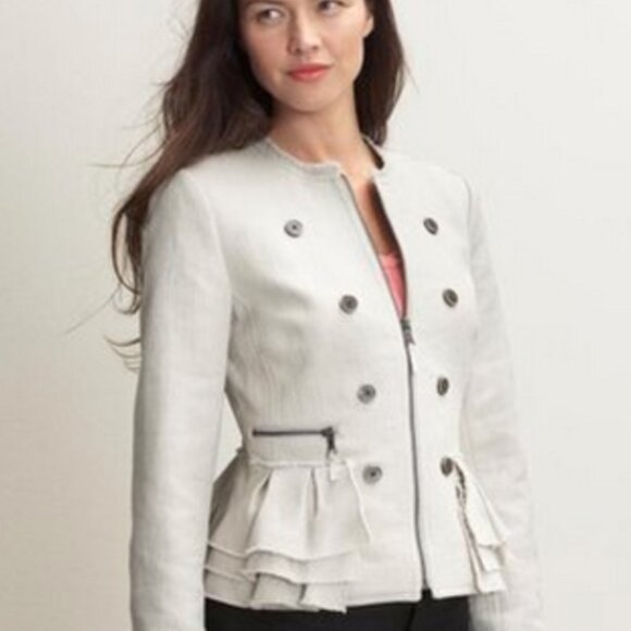 Banana Republic Cropped Tweed Jacket Size P2 Color: Stone - Picture 1 of 8
